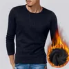 Sous-vêtements thermiques pour hommes, garde au chaud, décontracté, couleur unie, sous-vêtement thermique épais à manches longues, chemise haute, hiver, 780