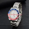 13 Style Classic Men's Watch GMT II 126719 40 mm Rouge et Colo Blue Cading / Silver Dial Mouvement mécanique automatique Montre de Luxe en acier inoxydable