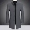 Misto lana da uomo Fashion Leisure Boutique Business Tinta unita Slim Coat Trench Jacket 230107