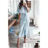 Casual Dresses Retail Women Shirt Designer Commuting Plus Size S3Xl Long Dress Fashion Forged Face Clothing Drop Delivery Apparel Wom Dhkj1