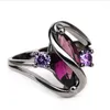 Обручальные кольца модные роскошные винтажные фиолетовые цирконы CZ Crystal красочный для женщин обручальные украшения из нержавеющей стали