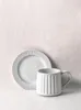 Cups Saucers Ins Style Noord-Europese koffiebek en schotel set retro-Japanse eenvoudige porselein handhange oor trekbloem