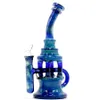 9inch Silver Fumed hookah Dab Rig Water Pipes Recycler bubbler with glass bowl oil Bong smoke accessory