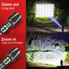 Torce Torce Torcia XHP360 super luminosa Torcia ricaricabile Lampada Torcia Zoom 800m Torcia a LED ad alta potenza con ricarica USB Power Bank 0109