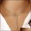 Anhänger Halsketten Großhandel Mode minimalistische Halskette Frauen Geometrische Goldplatte Kreisstange 24 -Zoll -Drop -Lieferung Schmuck Anhänger Otkue