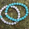 Strand Beaded Strands 2pcs/set Natural Stone Bracelets Round Beads Elastic Pulsera Stretchy Bangle Fashion Jewelry For Man Woman Bracelet