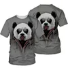 Erkek Tişörtleri 3d Panda Baskı T-Shirt Erkekler 2023 Yaz O Boyun Kısa Kollu Tees Üstler Moda Stili Erkek Giysileri Günlük Günlük Komik T-Shirt