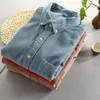 Camisas informales para hombre, camisa para hombre 2023, marca de moda de primavera y otoño, estilo japonés, Vintage, ajustada, de pana, para hombre, azul, rojo, tela