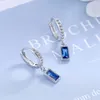 Dangle Earrings & Chandelier JYouHF Fashion Korean Blue Square Crystal For Women Luxury Zircon 925 Sterling Silver Drop Earring Pendientes M