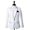 Men's Suits & Blazers Classic White Suit Set With Black Edges Single Buttons Notched Lapels Casual Slim Banquet Two Piece Sets(coat Pant)