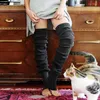 Femmes chaussettes hiver tricoté Style décontracté couleur unie noël sans pied cuisse haute femmes bas chauds