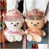 Bouteilles D'eau Kawaii Ours Bouteille Avec St Sangle Grande Capacité Lait Bulle Tasse À Thé Mignon Enfants Filles École Boisson En Plein Air 220318 Drop D Dhuf7