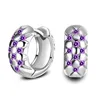 Hoop Earrings Luxury Women's Chunky Shiny Purple Crystal Mini Stud Charming Fine Huggies Earring Piercing Hoops 2023