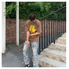 Mężczyzn d dżinsy rozryte Y2K Streetwear Pants Mężczyzny Spodnie Szczupły Harajuku Man Hip Hop Fashion Worbgy Grunge Trendyol ubranie 2301249Z