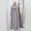 Ropa étnica Wepbel Satén Hijad Vestido musulmán Abaya Mujeres Ramadán Islámico Largo Swing Party Maxi Turquía Kaftan