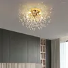 Ceiling Lights Nordic Snowflake Crystal Chandelier Light Gold/Silver Dandelion Plafon Lamp Decorative Led Lamps For Living Room