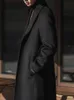 メンズウールブレンドマウロイカルディ秋の冬の長い温かい黒いトレンチコートメンズシングル胸贅沢なオーバーコート高品質の服230107