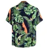 Men's Casual Shirts Men Shirt Summer Style Palm Tree Print Beach Hawaiian Short Sleeve Floral Hawaii 3XL Camisa Masculina