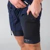 Herren-Shorts, Sommer, Laufen, Fitnessstudio, Joggen, Fitness, Training, schnell trocknend, Bodybuilder, 2 in 1, Marineblau, lässig, 230109