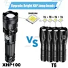 Flashlights facklor Hög effekt XHP100 LED -ficklampa laddningsbar 4 Core Torch Zoom USB Handlyktan för camping utomhus nödanvändning go'op230517