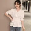 Женская блузская шифоновая рубашка женское летнее платье v Neck Top Design Blusas Одежда для женских рубашек блузка