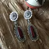 Boucles d'oreilles pendantes lustre Vintage grand vin foncé rouge pierre goutte pour les femmes ethnique rétro Bijoux eau Brincos Bijoux L5J671