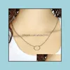 Pendant Necklaces Unique Circle Lariat Necklace Women Turkish Jewlery Sier Gold Plated Chain Long Drop Delivery Jewelry Pendants Dheeh