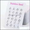 Stud Az Alphabet Earrings Stainless Steel Initial Letter For Women Girls Kids Personalize Everyday Jewelry Drop Delivery Otqrn