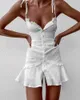 Casual Dresses 2023 Summer Women Fashion Padded Asymmetrical Sleeveless White Sexy Cami Short Mini Bodycon Fairy Party Club Wear Robes