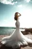 Abiti da sposa sexy a sirena in pizzo senza spalline Applique in tulle con perline Abito da sposa senza spalline da spiaggia senza spalline BC11192