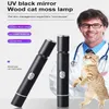 Ficklampor facklor Ultraviolet Violet Flashlight Tool Laser Pen USB Laddning Kattlampdetektering Lila ljus Multifunktionellt fackla bärbart ljus 0109