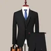 Men's Suits 3 Piece Set Men Casual Business Button Up Suit Blazer Pants Formal Wedding Dress Black Grey Three Outfits