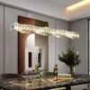 Candelabros de cristal de lujo moderno 2023 para comedor, cocina, Isla, lámpara colgante Led larga, barra, decoración interior cromada dorada