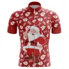 T-shirts pour hommes Fun Winter Cycling Jersey Homme Noël Vélo Sport Vêtements Elk et Santa Claus Ciclismo Chemise Résistant à l'usure