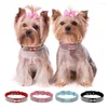 Colliers pour chiens en cristal scintillant, fleur, chiot, chat, strass pour petits chiens, chats, collier pour animaux de compagnie, Chihuahua, rose, XS S M L