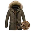 Men's Jackets Solid Color Thick Warm Winter Parka Fleece Fur Hood Jacket Coat Military Cargo Mediumlong s Overcoat 230107