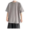 T-shirt da uomo Camicia da uomo Casual O-Collo Bottone laterale Camicetta solida Mezza manica allentata Top T-shirt di colore La Ropa De Los Hombres