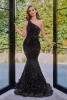 Eegant Royal Blue Mermaid avondjurken plus size size een schouder lovertjes Formele feestjurk Pageant verloving Celebrity avondjurken Custom Made Made Made