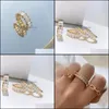 Band Rings Zirconia Square 18K Real Gold Plated Stainless Steel Cubic Zircon Finger Ring Drop Delivery Jewelry Otl29