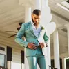 Men's Suits & Blazers Mint Green Groom High Quality Custom Suit Tuxedo Notch Lapel Groom's Wedding 2-piece Fashion Coat (jacket Pan