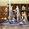 Dekorative Figuren Segelboot Modell Holz Nautische Dekor Einrichtung Muschel Haus Spielzeug Schlafzimmer Kinder Büro Mini Retro Requisiten Geschenk