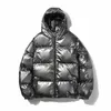 Men's Jackets Shiny Silver Coated Metallic Streetwear Winter Hooded Coat Spring Harajuku Thicken Warm Outwear 230107