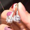 Dangle Earrings Drop Hook Geometric Big Shine Zicon Fashion Jewelry For Women Vintage Oorbellen Voor Gift Earring & Chandelier