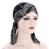 Ethnic Clothing Stretchy Muslim Cotton Head Scarf Turban Caps Printed Hijab Bonnet Ladies Cancer Chemo Cap Arab Islamic Wrap Turbante