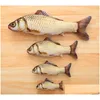 Cat Toys Plush Creative 3D Carp Fish Shape Toy Gift Cute Simation Playing For Pet Gifts Catnip Stuffed Pillow Doll Drop Delivery Hom Dhqdh