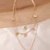 Hangende kettingen 3 stks/ingestelde vrouwen set retro kleurrijke bijen vlinder schijf sleutelbeen ketting gouden ketting eenvoudige feestjuwelen1