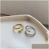 Silver New Punk Style Lovers Rings Authentic 925 Sterling Sier Open for Women Wedding Jewelry Gifts Statement Justerable Ring Drop D DHBF5