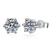 Stud Earrings Queenme Moissanite For Women Six Lab Diamond White Gold Plated 925 Sterling Silver Earring Fine Jewelry