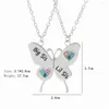 Pendant Necklaces 2-pcs Trendy Sisters Necklace Heart Butterfly Shape Colorful Inlaid Zircon Ladies Sweater Choke Chain Jewelry Gift