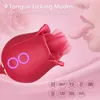 Sex Toys Massager Rose Toy Vibrator för kvinna 3 i 1 klitorisstimulator tunga slickar tryckande g spot dildo med 9 lägen